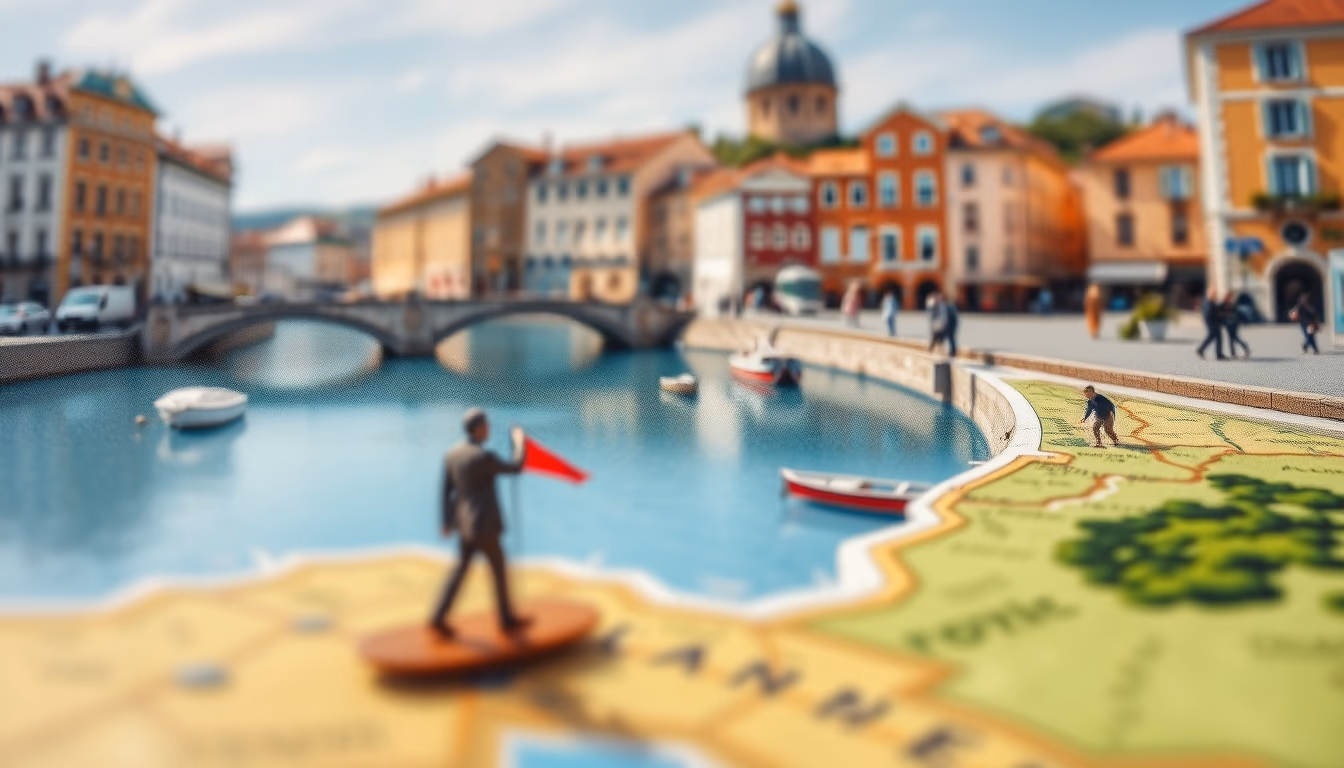 travel postcards europe in editorial style