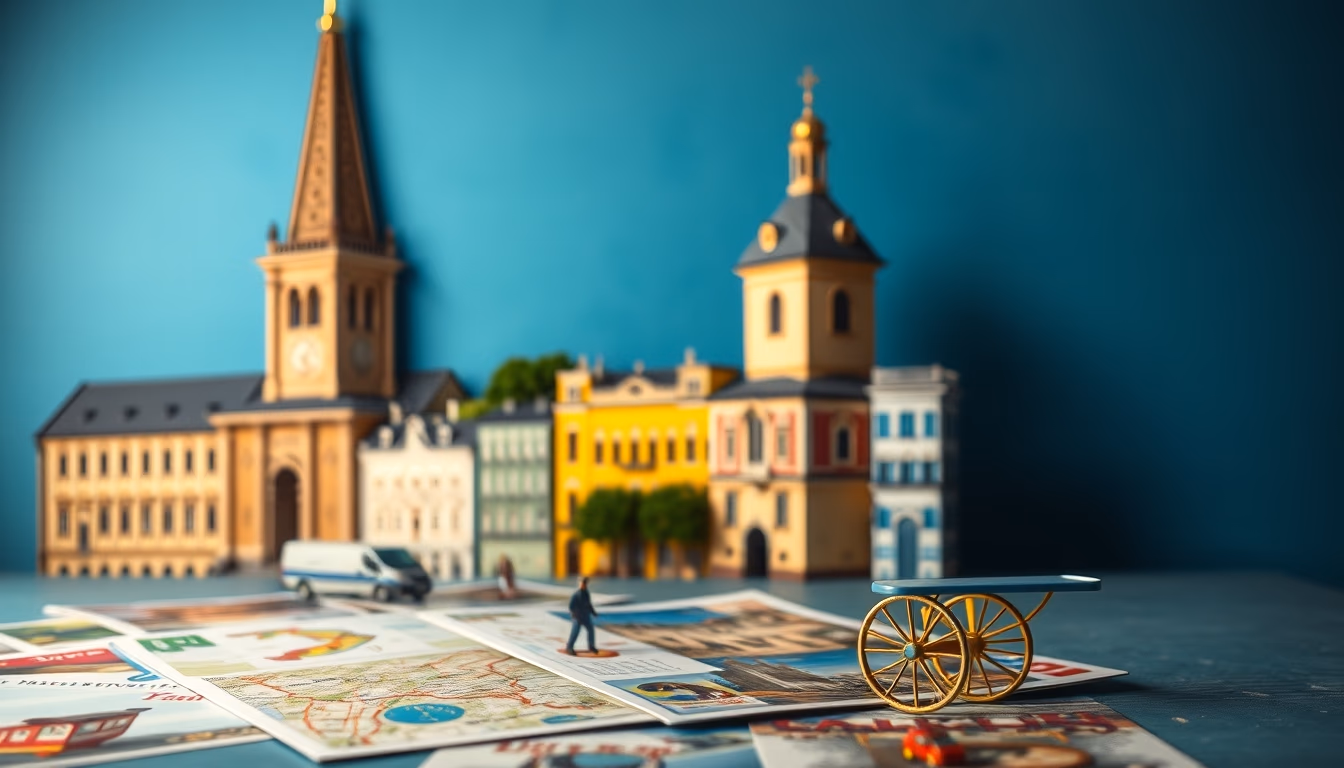 travel postcards europe in editorial style