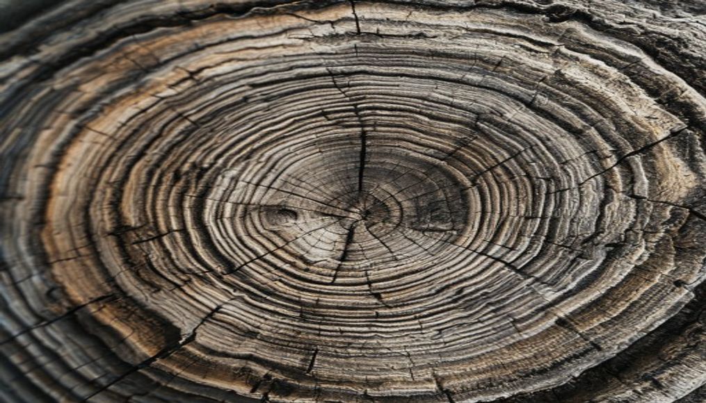 tree rings cross section in editorial style