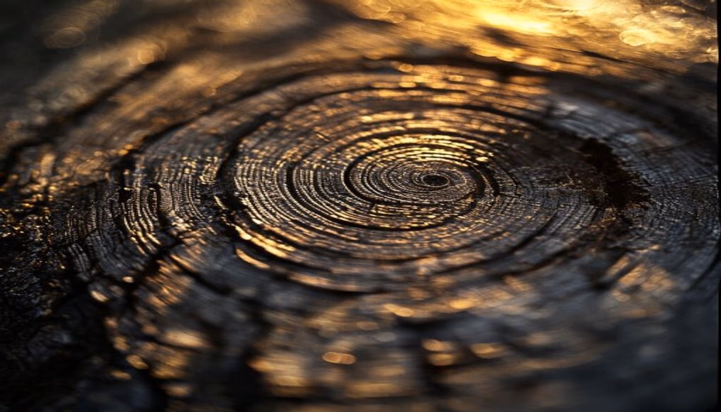tree rings cross section in editorial style