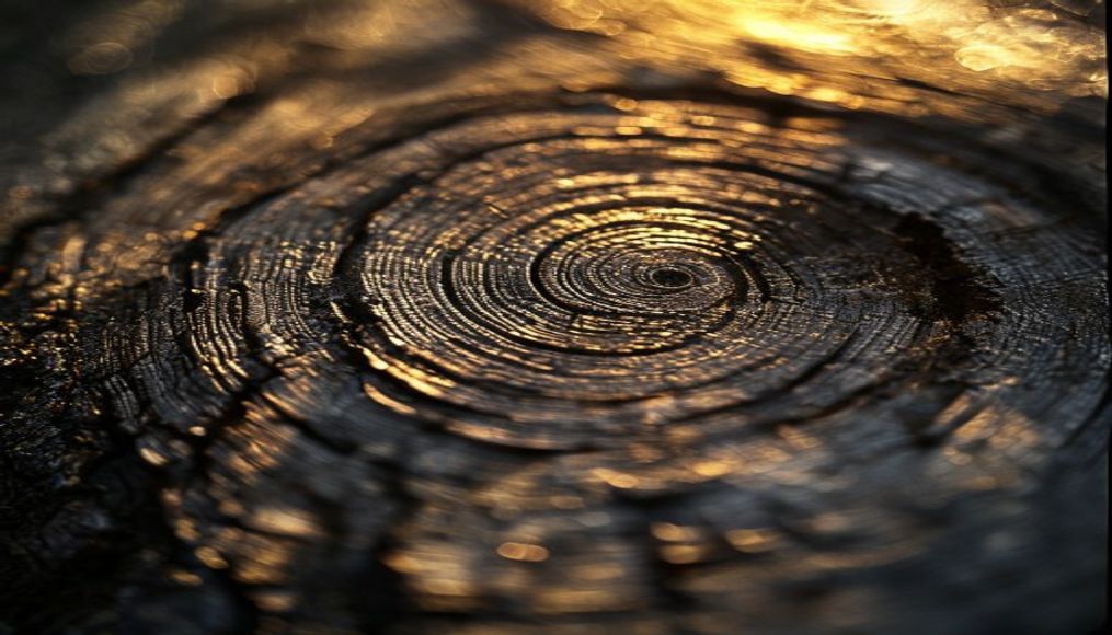 tree rings cross section in editorial style