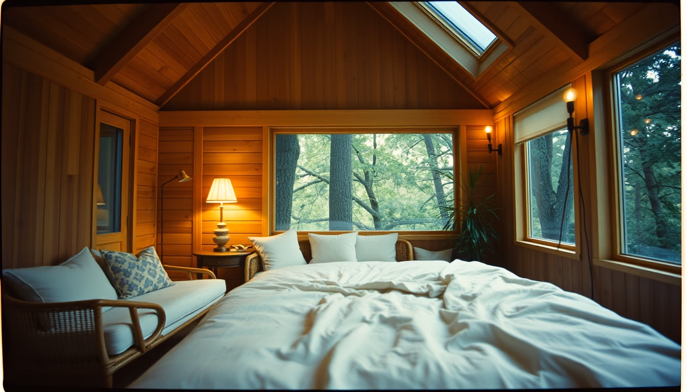 treehouse luxury design in editorial style