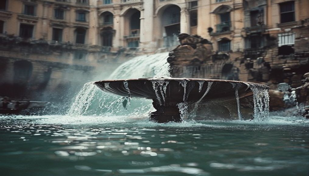 trevi fountain rome in editorial style