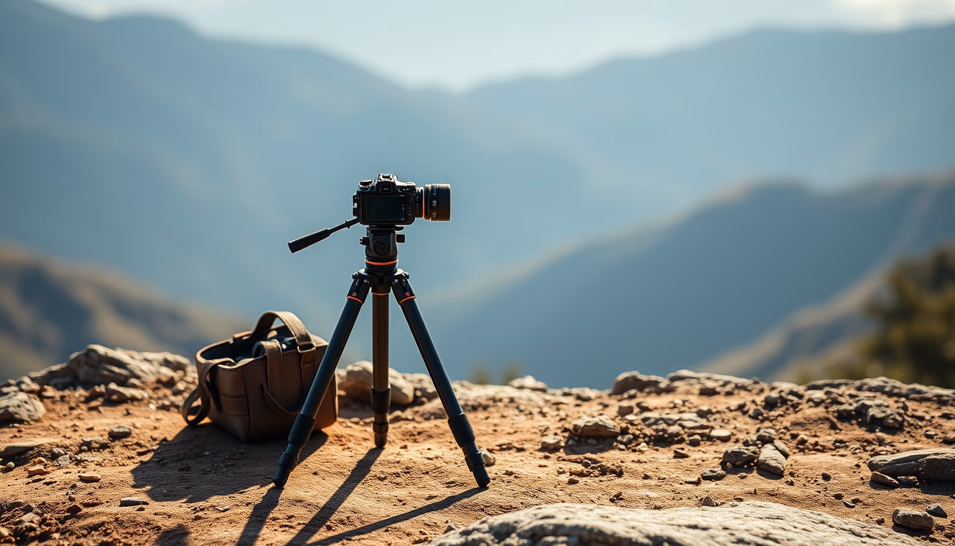 tripod compact travel in editorial style