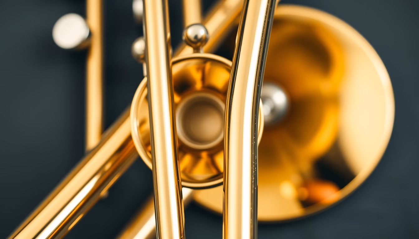 trombone slide closeup in editorial style