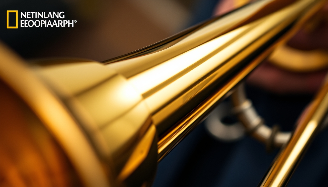 trombone slide closeup in editorial style