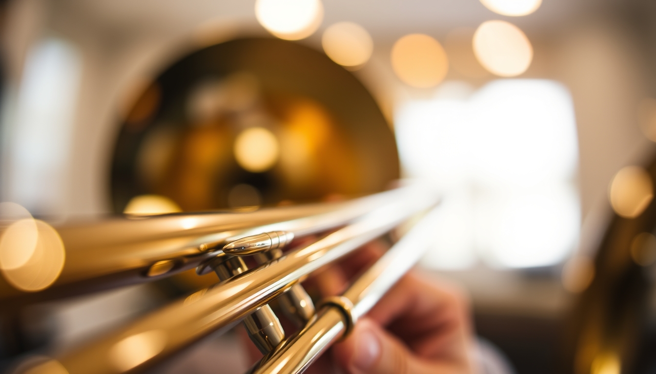trombone slide closeup in editorial style