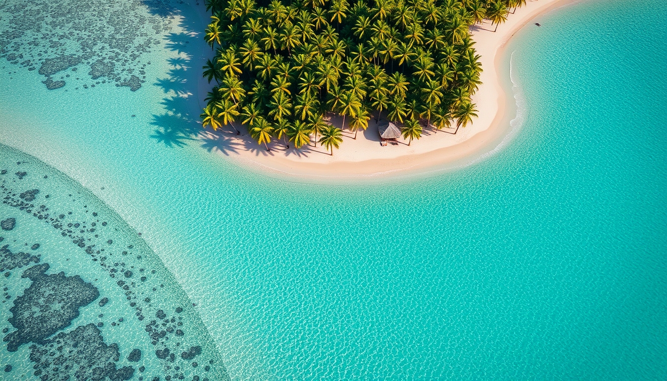 Praia tropical paradisíaca água cristalina e palmeiras em estilo editorial