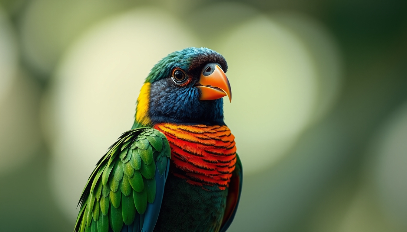 tropical bird vivid colors in editorial style