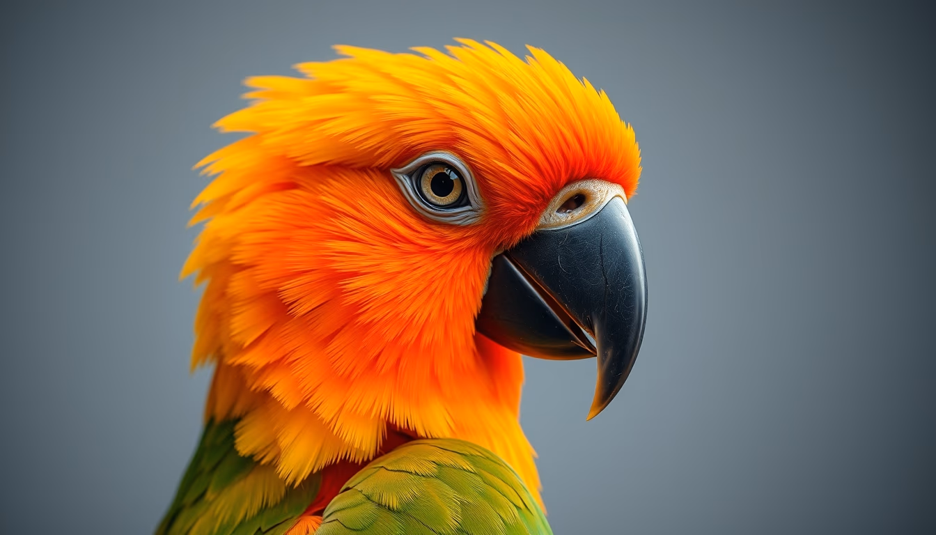 tropical bird vivid colors in editorial style