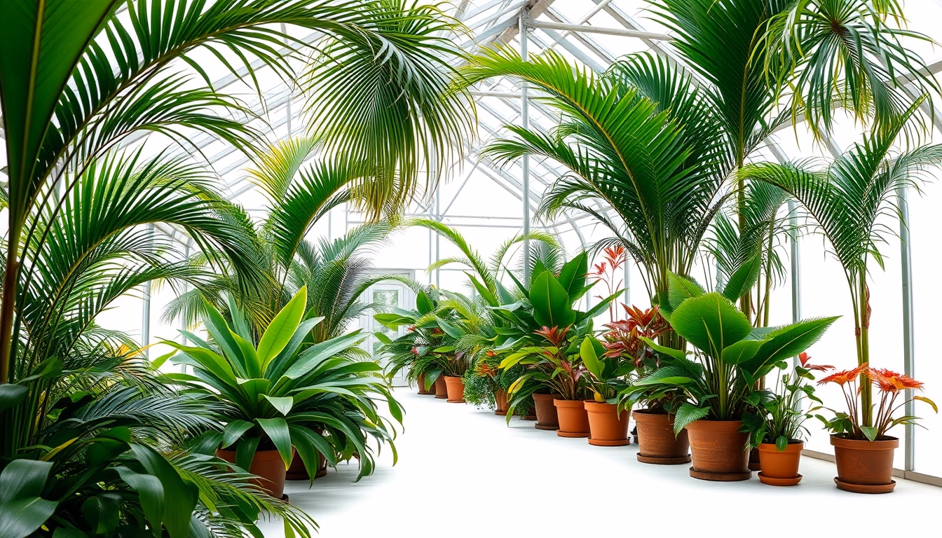 tropical greenhouse misty in editorial style