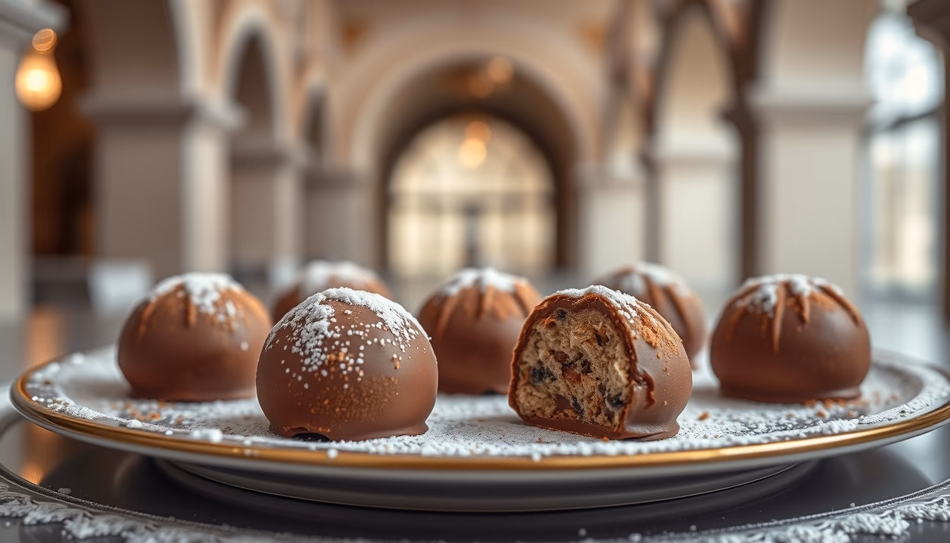 truffles dusted cocoa in editorial style