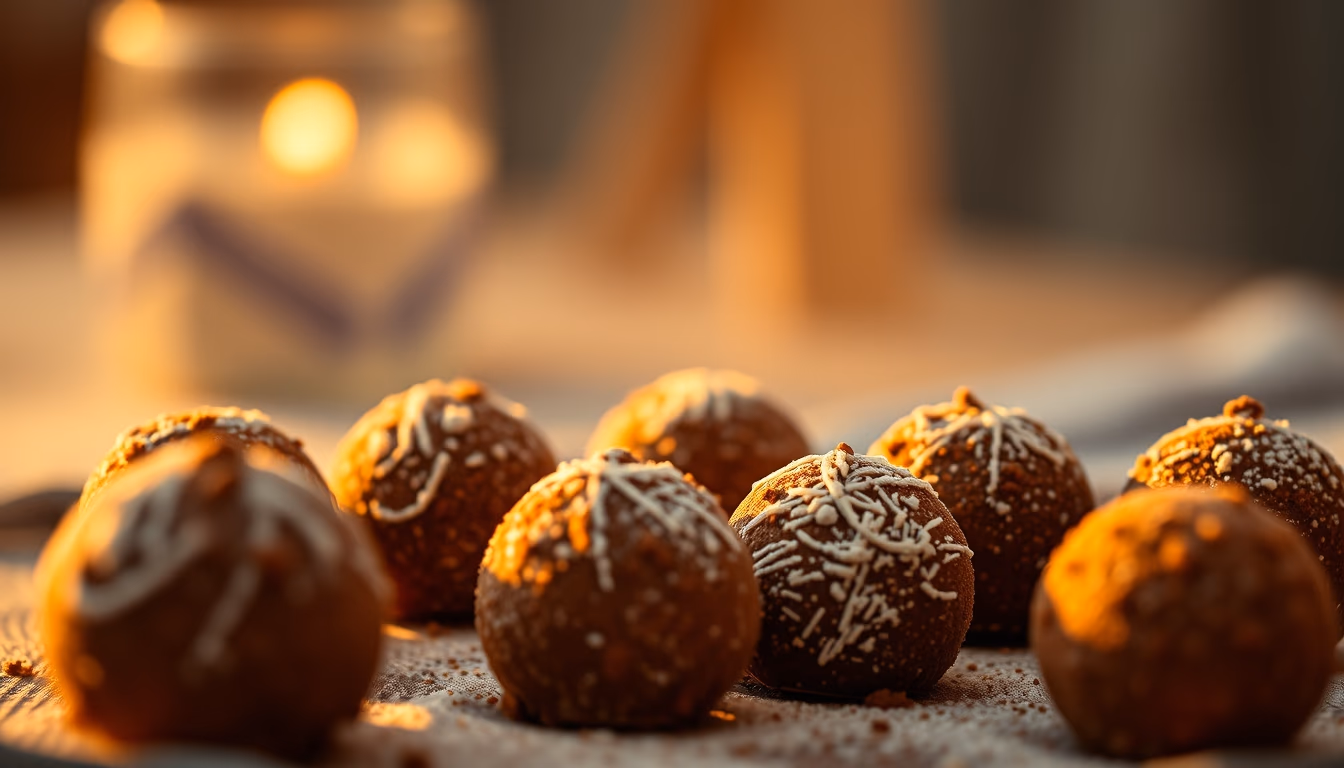 truffles dusted cocoa in editorial style
