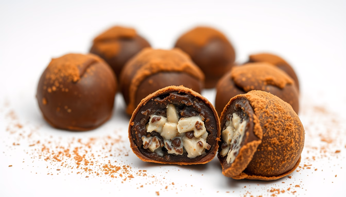 truffles dusted cocoa in editorial style