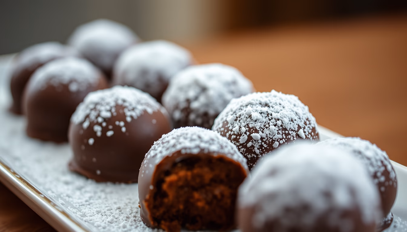 truffles dusted cocoa in editorial style