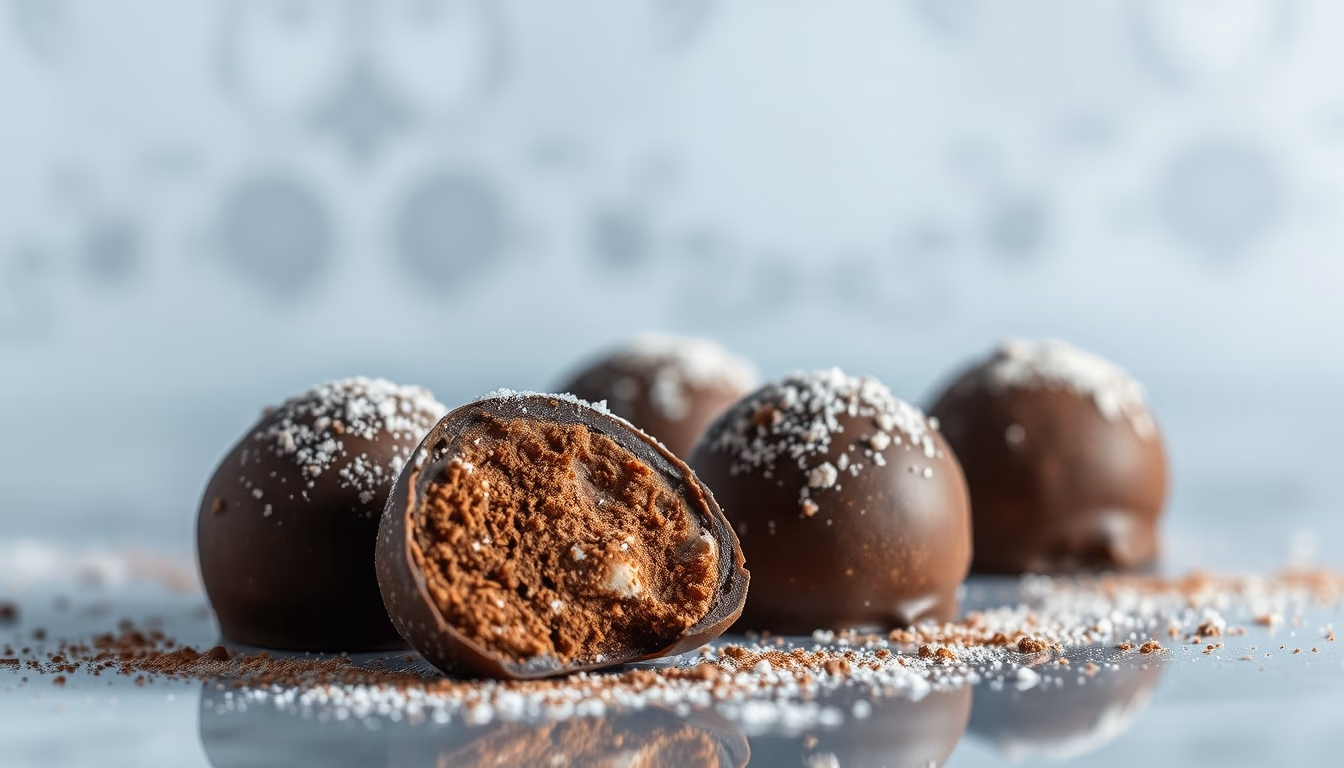 truffles dusted cocoa in editorial style