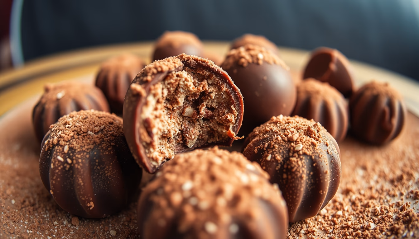 truffles dusted cocoa in editorial style