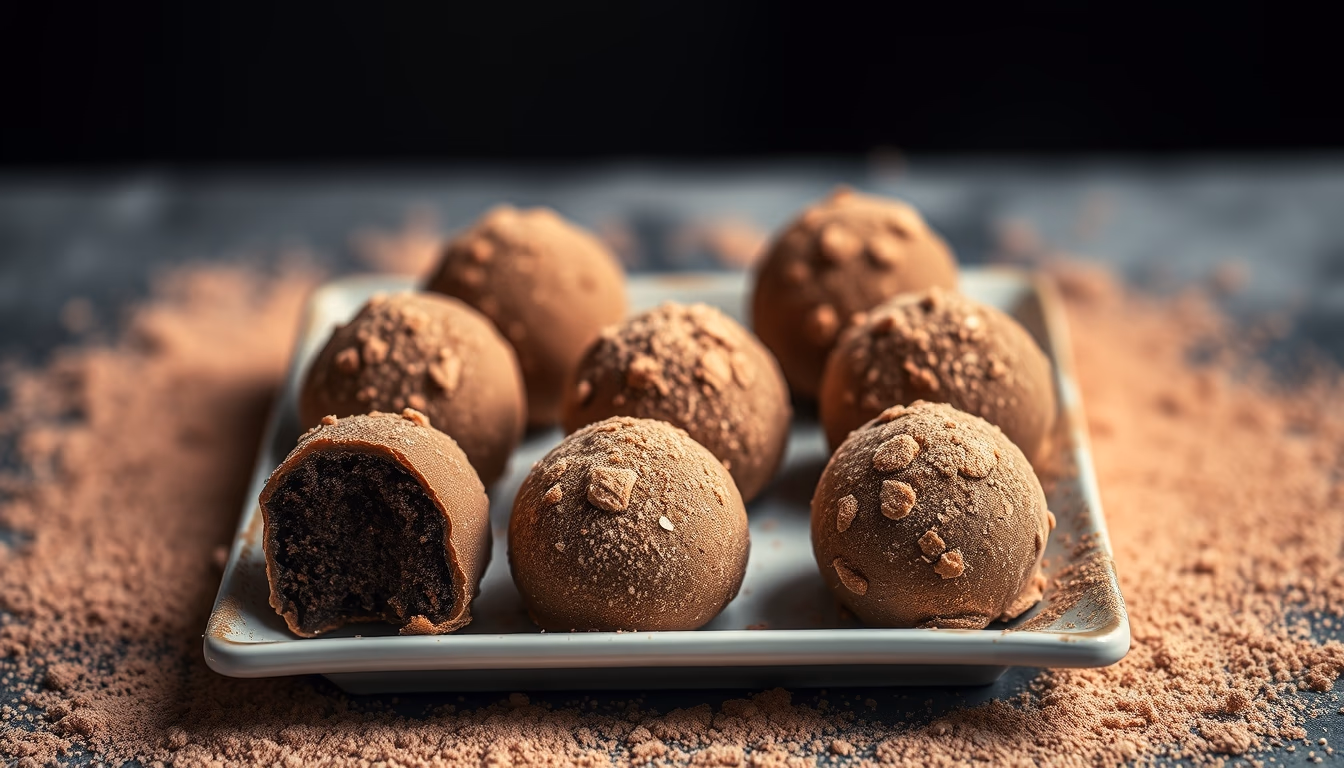 truffles dusted cocoa in editorial style