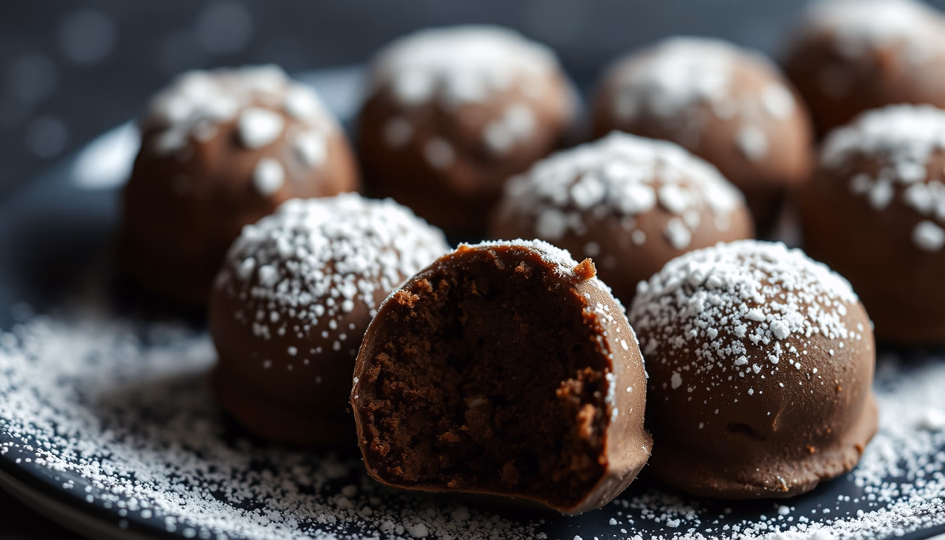 truffles dusted cocoa in editorial style