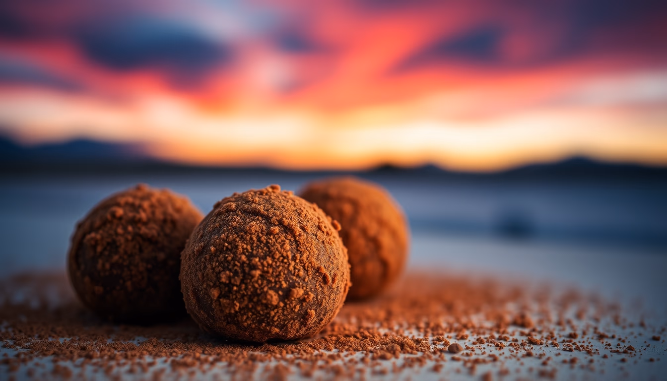 truffles dusted cocoa in editorial style