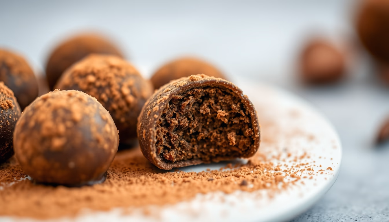 truffles dusted cocoa in editorial style