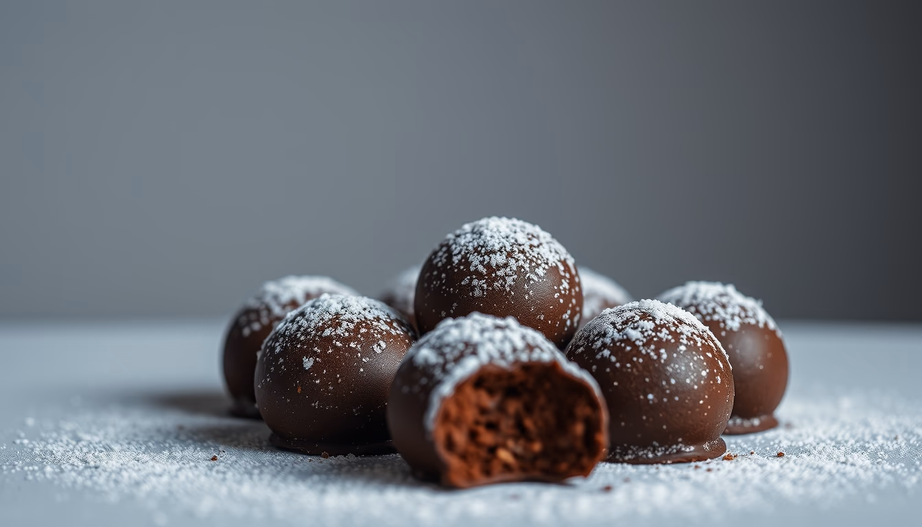 truffles dusted cocoa in editorial style