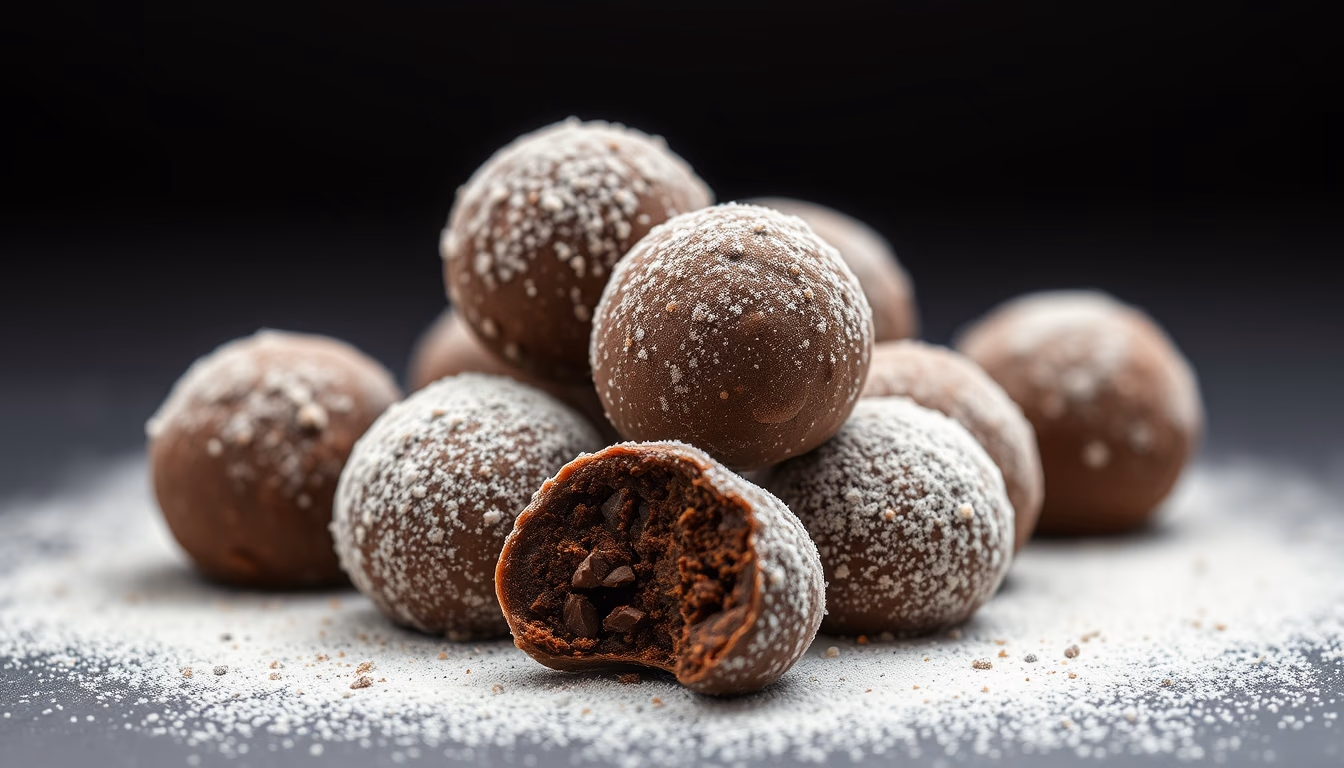 truffles dusted cocoa in editorial style