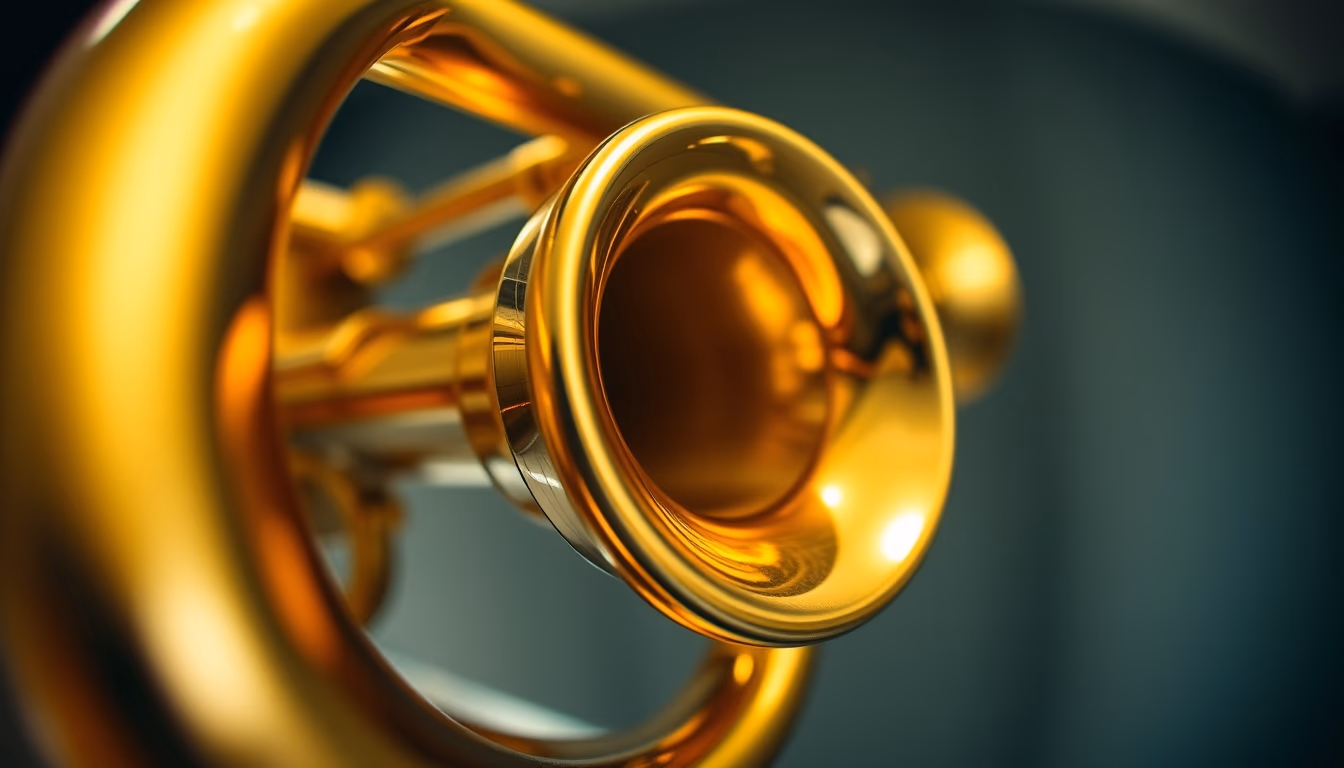 trumpet golden detail in editorial style