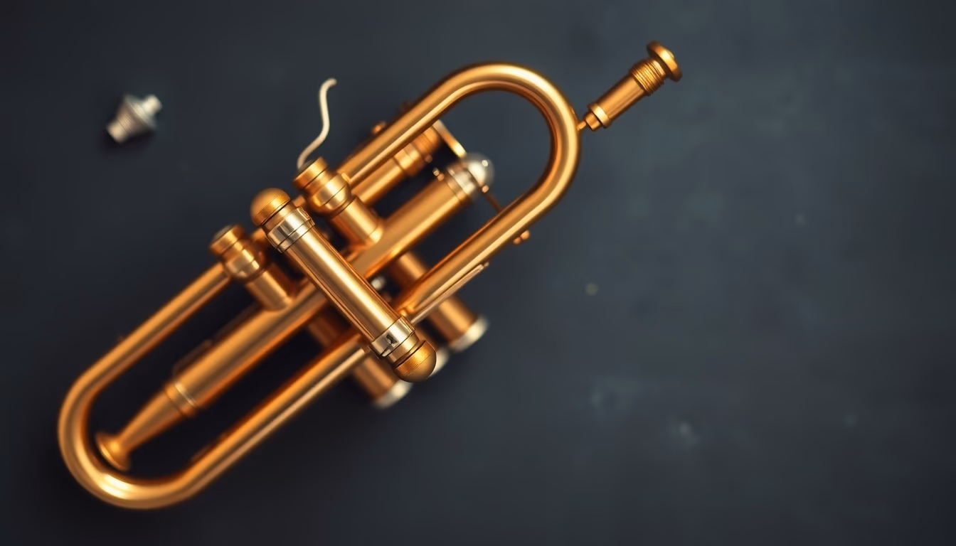 trumpet golden detail in editorial style