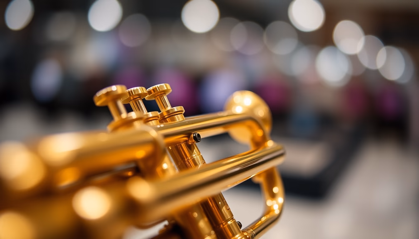 trumpet golden detail in editorial style