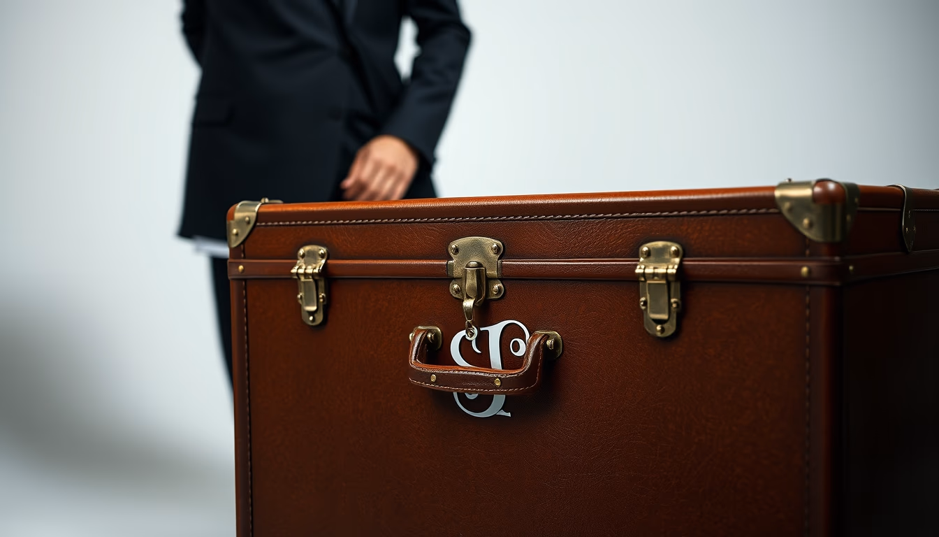 trunk monogrammed in editorial style