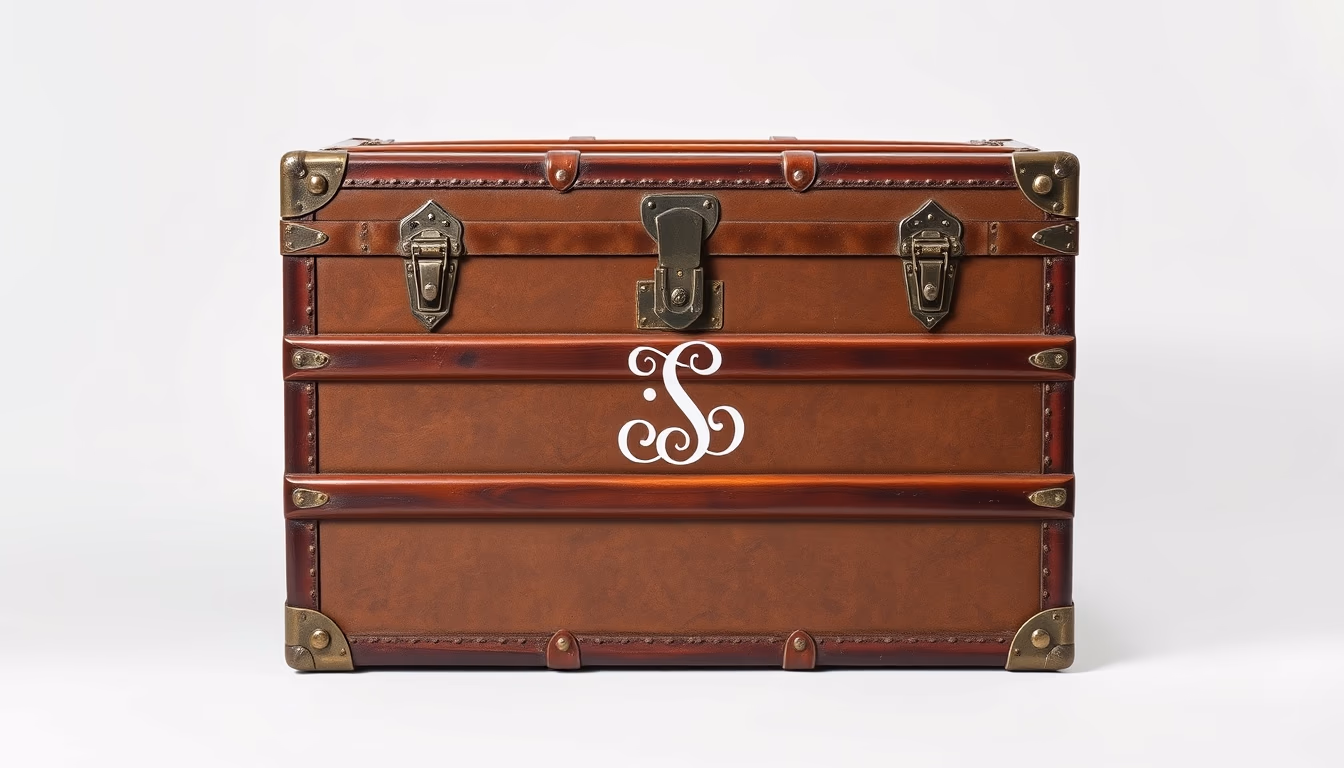 trunk monogrammed in editorial style