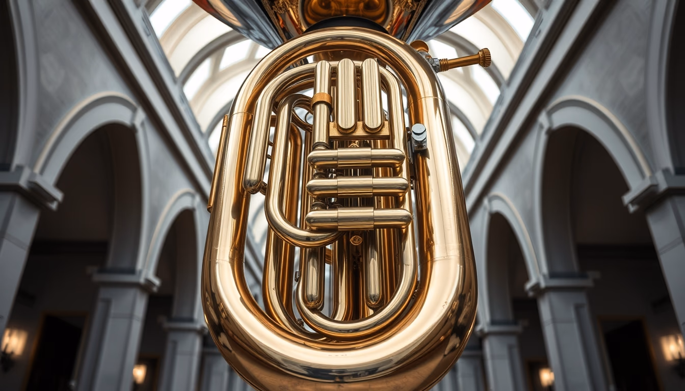 tuba large brass in editorial style