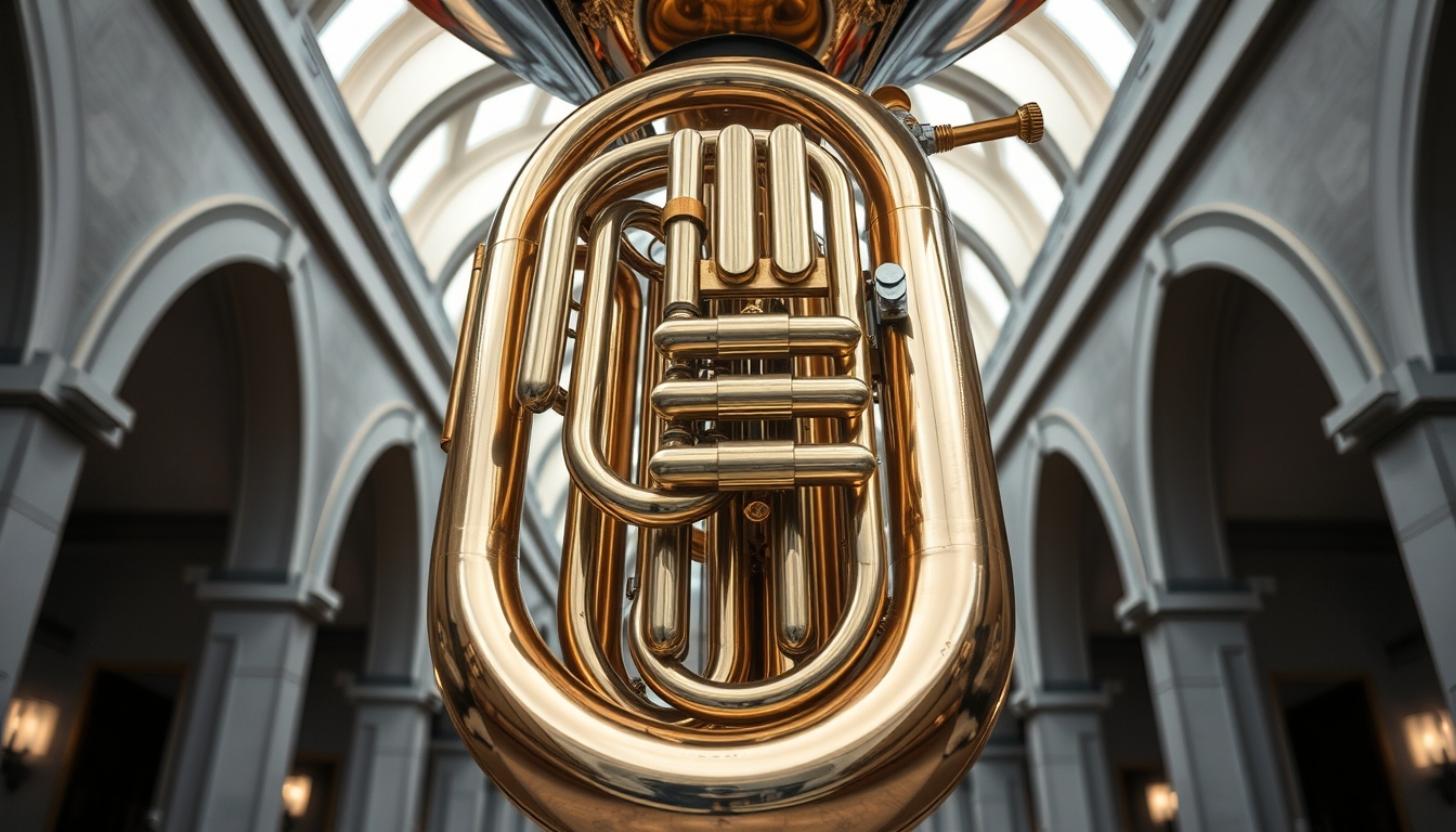 tuba large brass in editorial style