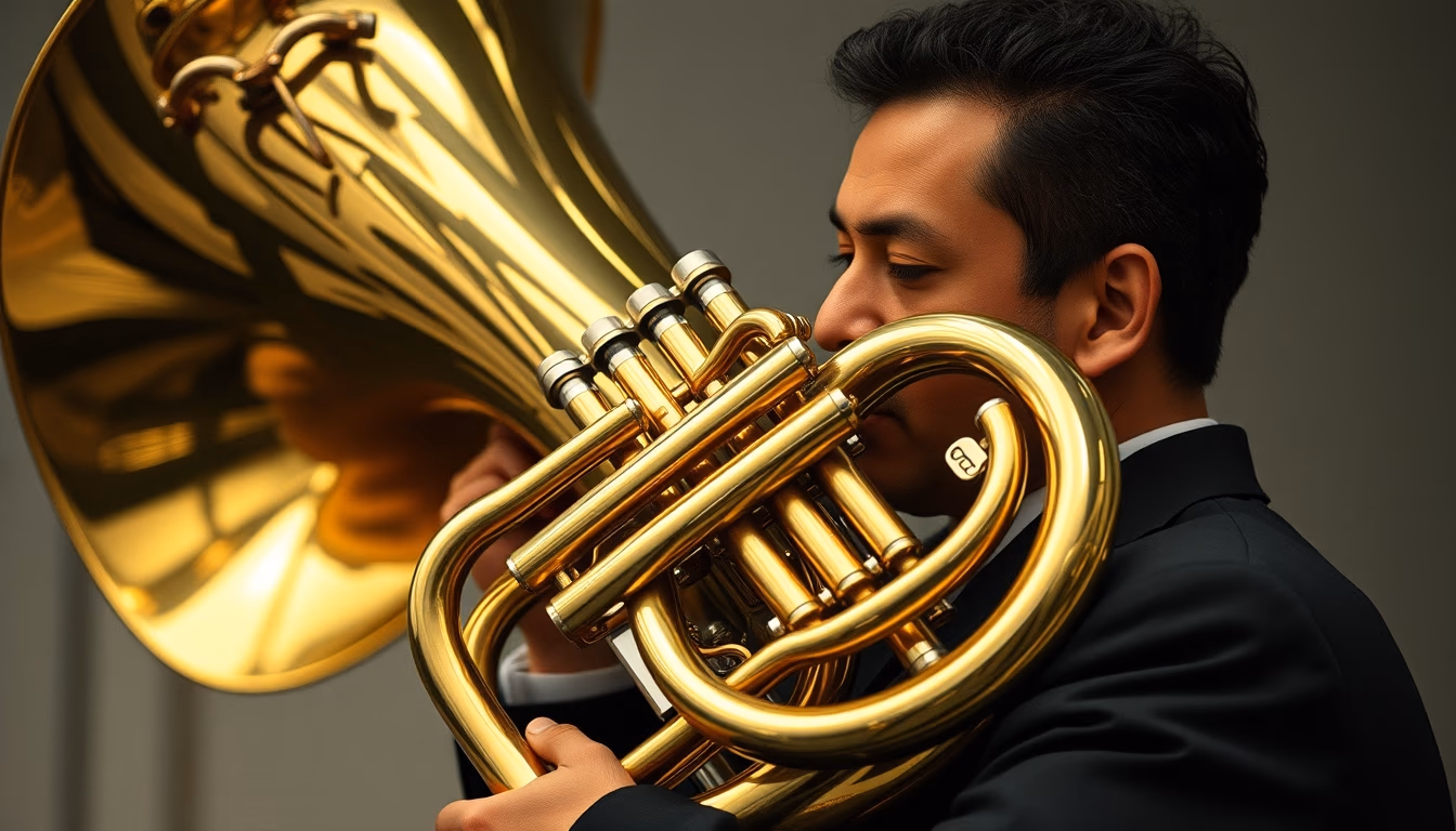 tuba large brass in editorial style