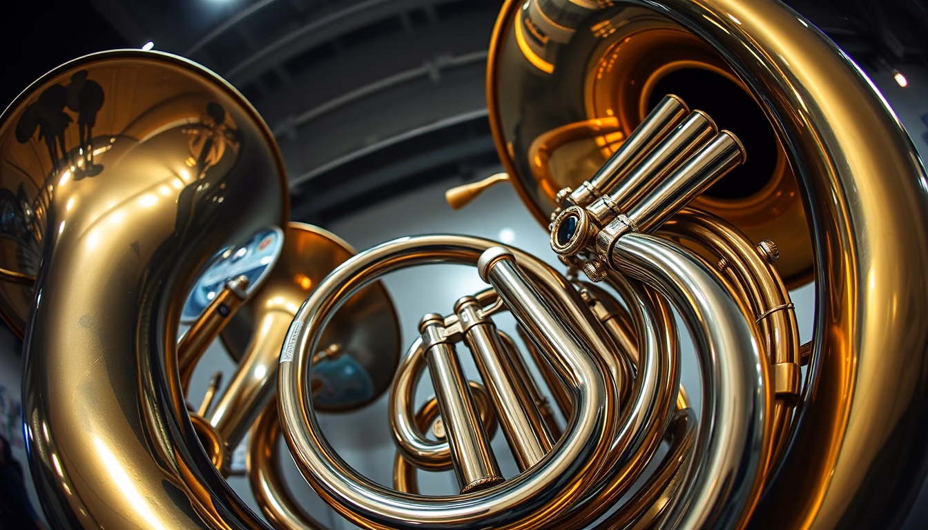 tuba large brass in editorial style