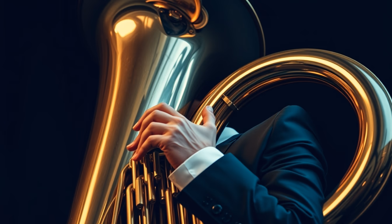 tuba large brass in editorial style