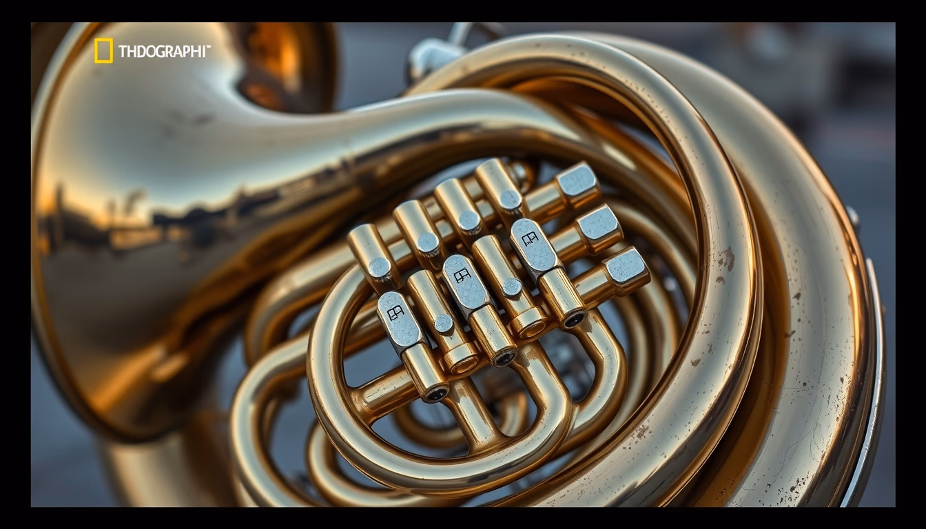tuba large brass in editorial style