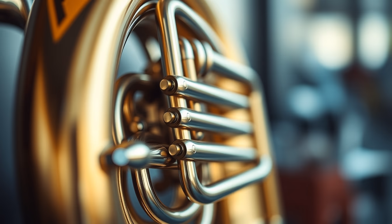 tuba large brass in editorial style