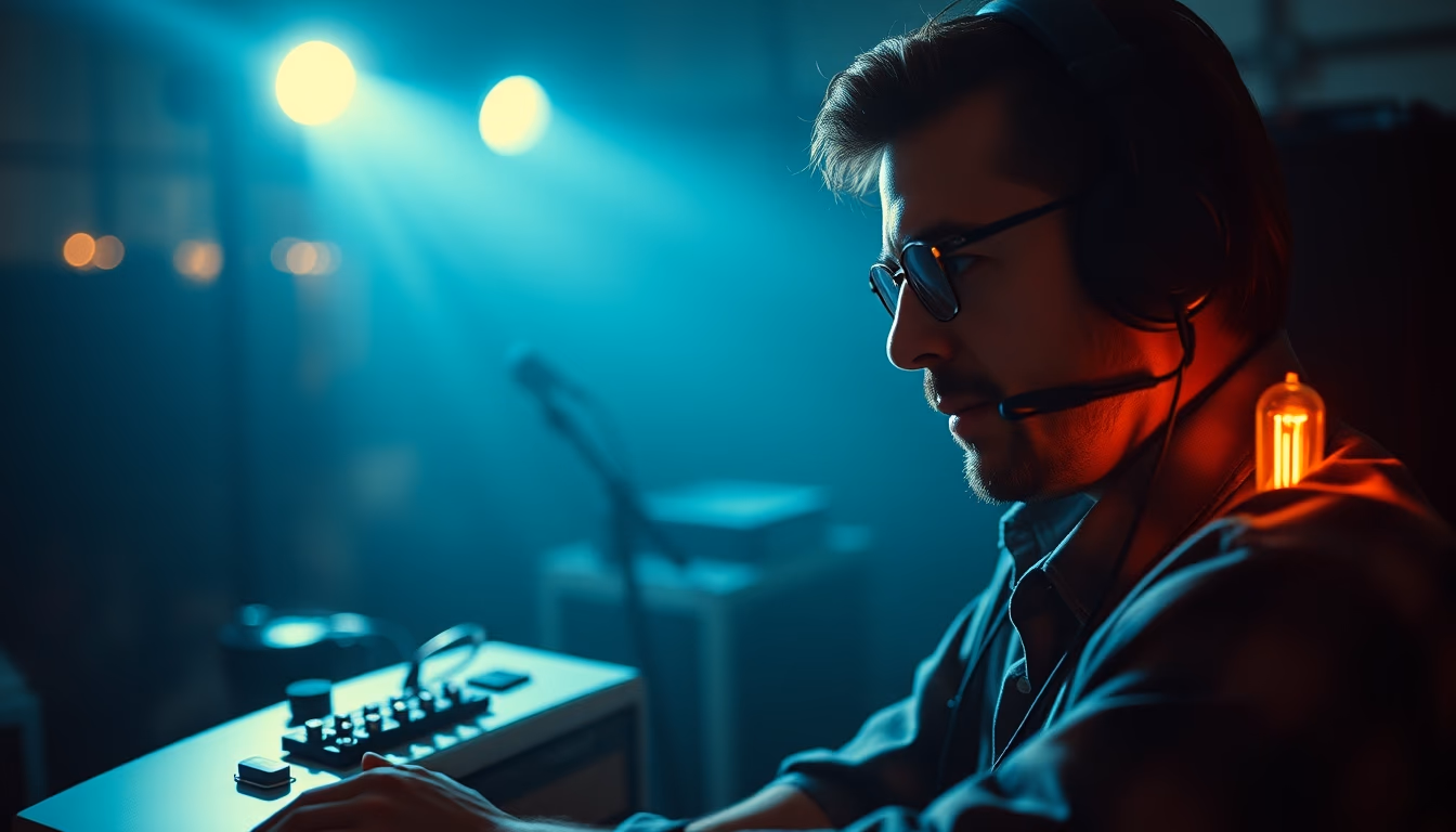 tube amplifier glowing in editorial style