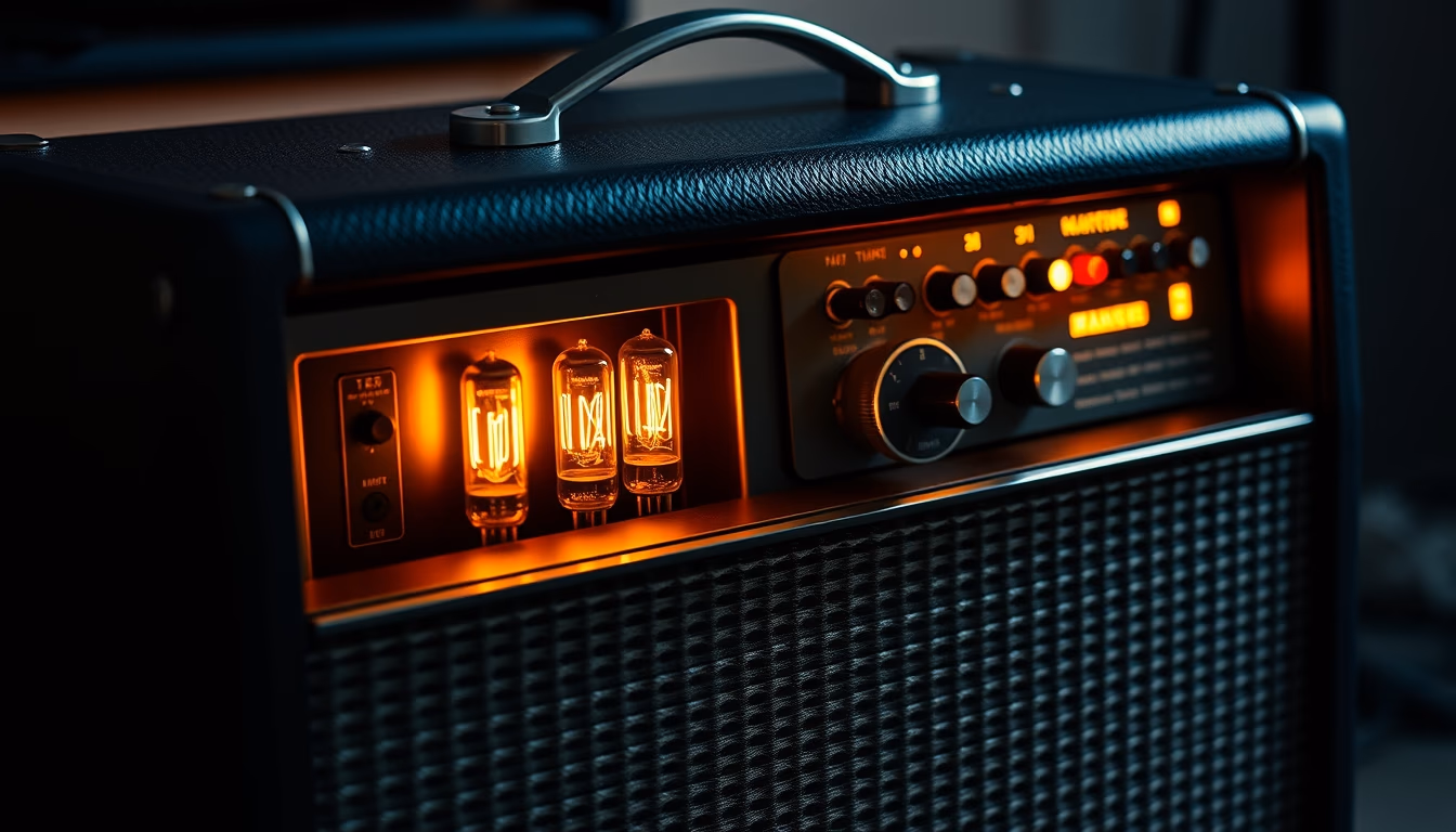 tube amplifier glowing in editorial style