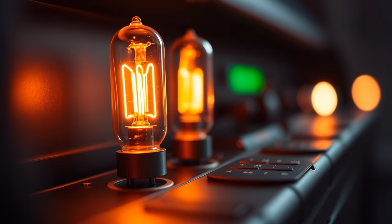 tube amplifier glowing in editorial style