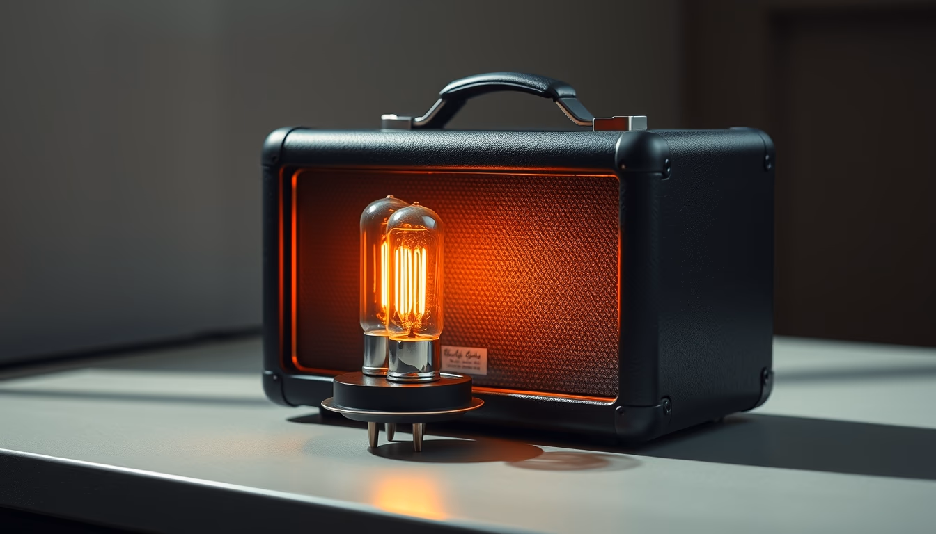 tube amplifier glowing in editorial style