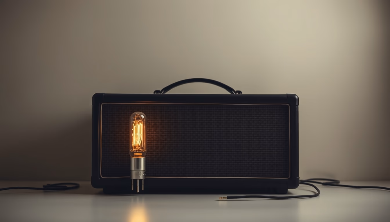 tube amplifier glowing in editorial style