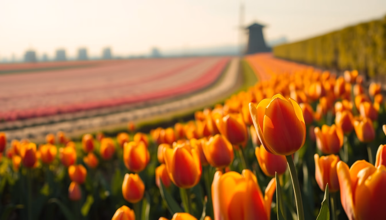 tulip field netherlands in editorial style