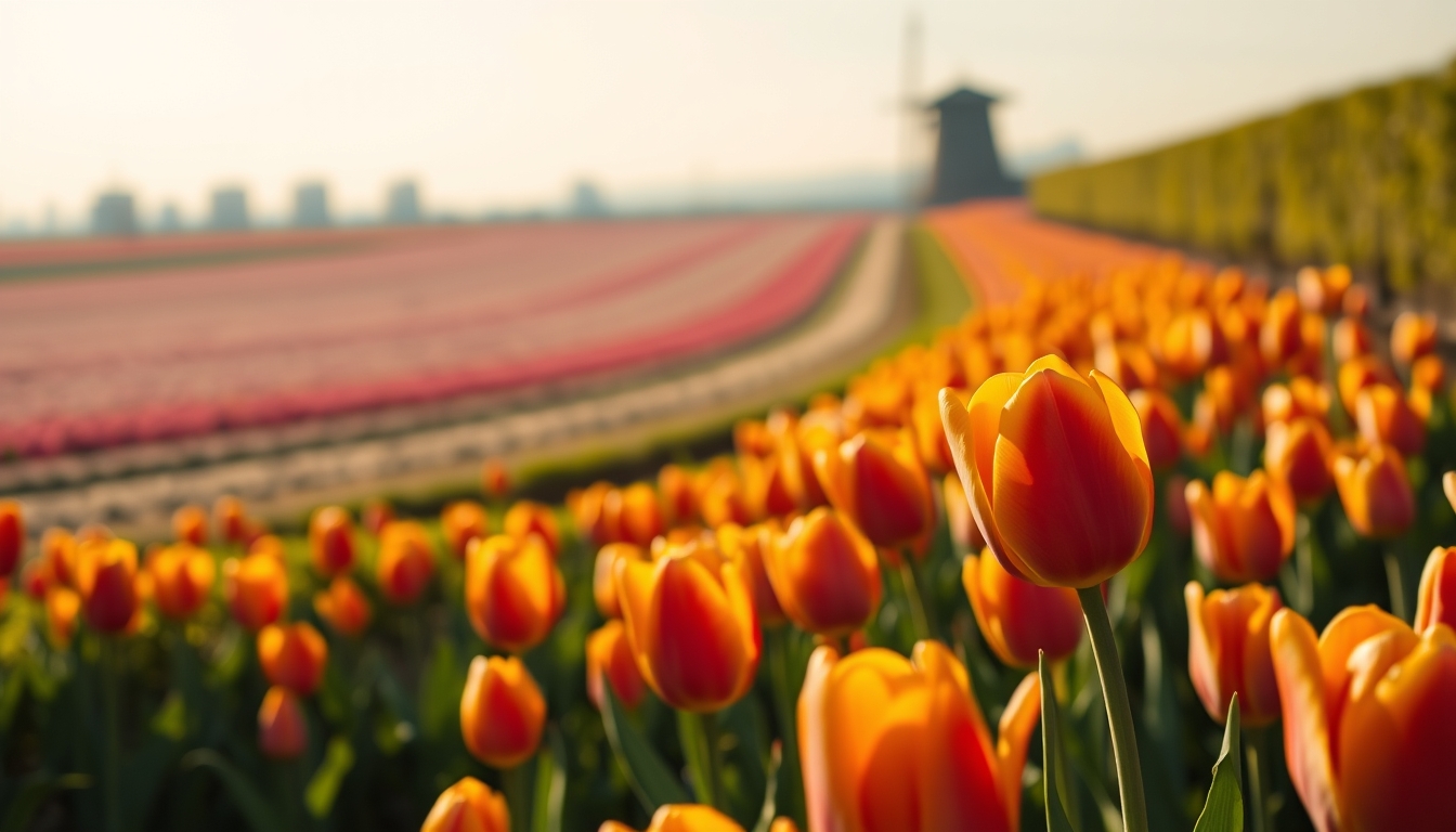 tulip field netherlands in editorial style