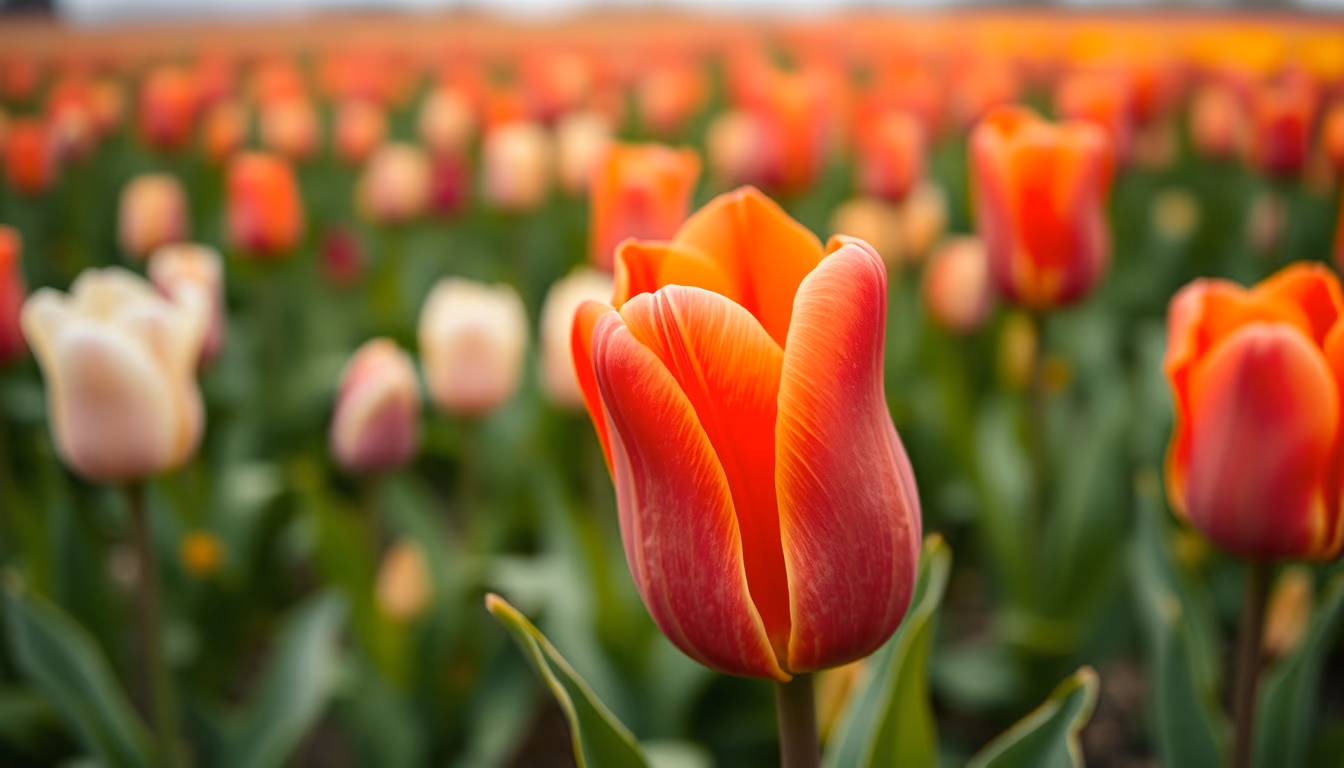 tulip field netherlands in editorial style