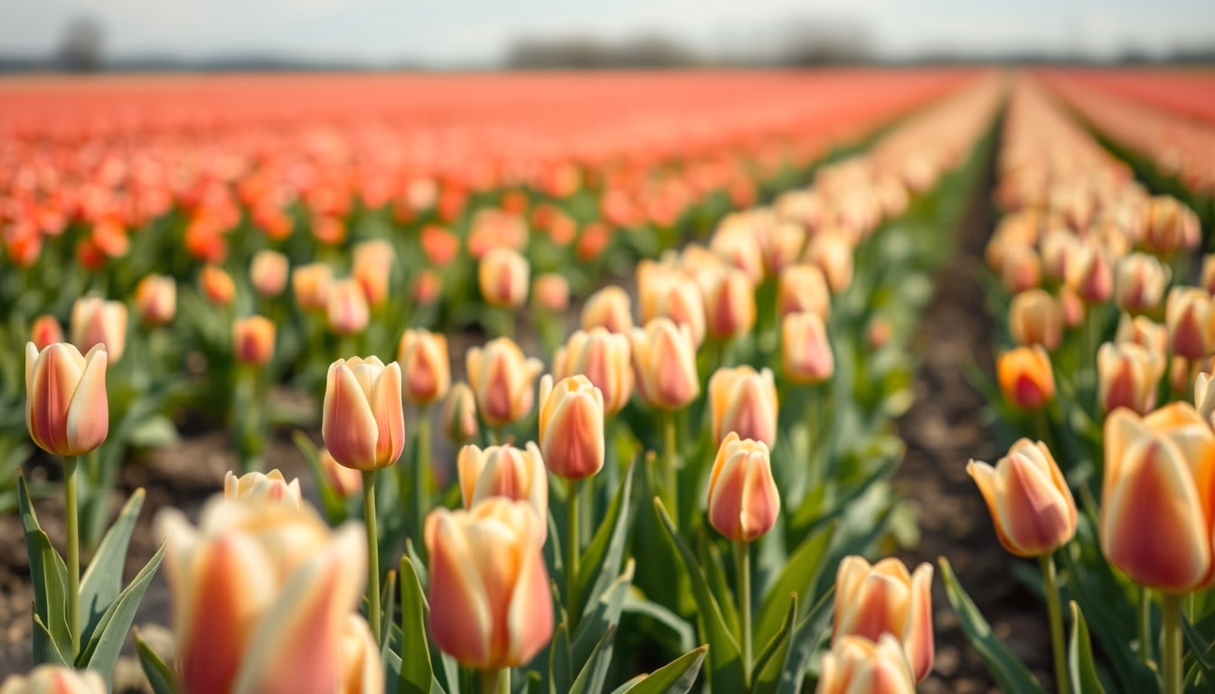 tulip field netherlands in editorial style