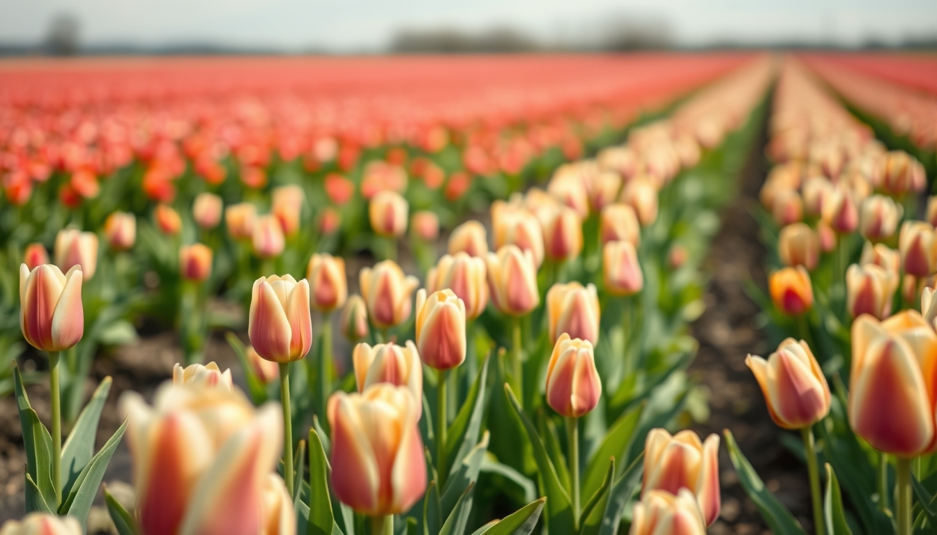 tulip field netherlands in editorial style