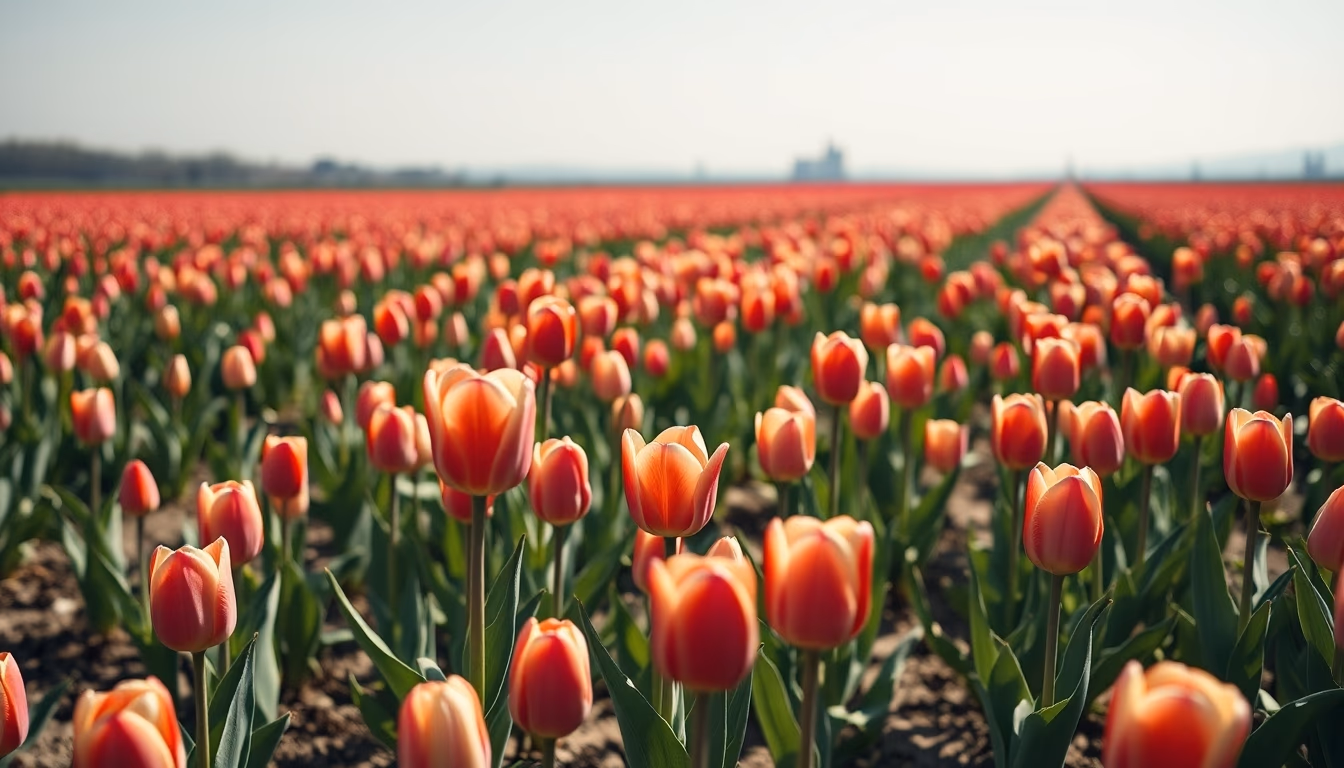 tulip field netherlands in editorial style
